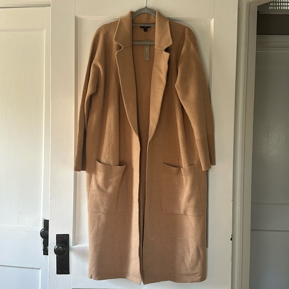 J. Crew Ella camel open front sweater blazer NWT